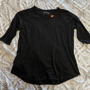 black criss cross neck top